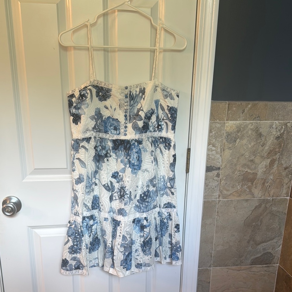 Alice + Olivia Blue and White Floral Dress